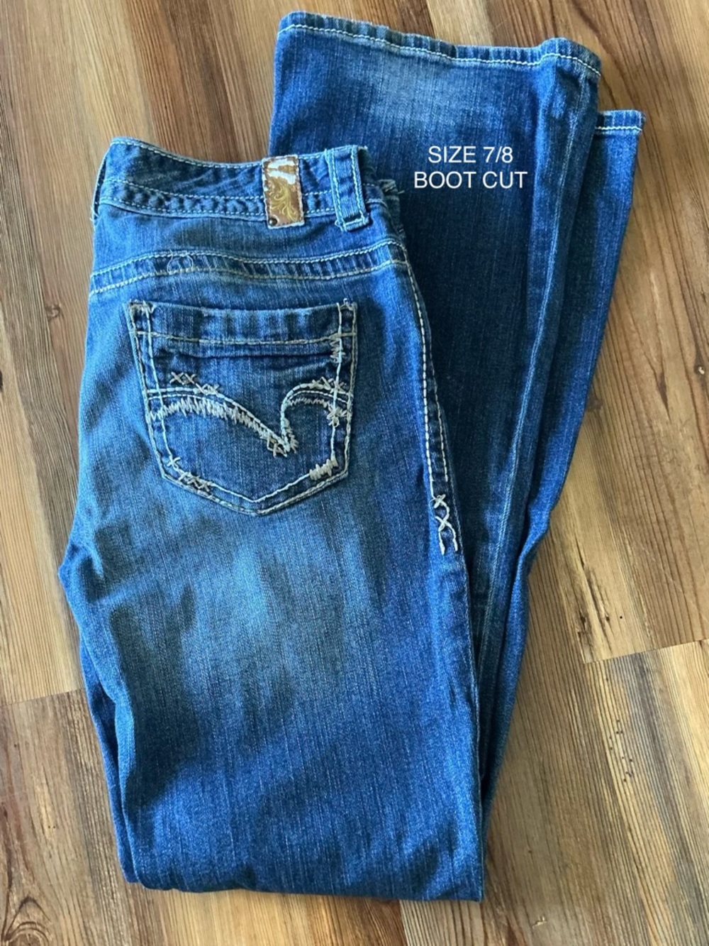 Maurices Medium Blue Bootcut Jeans with Embroidered Pockets